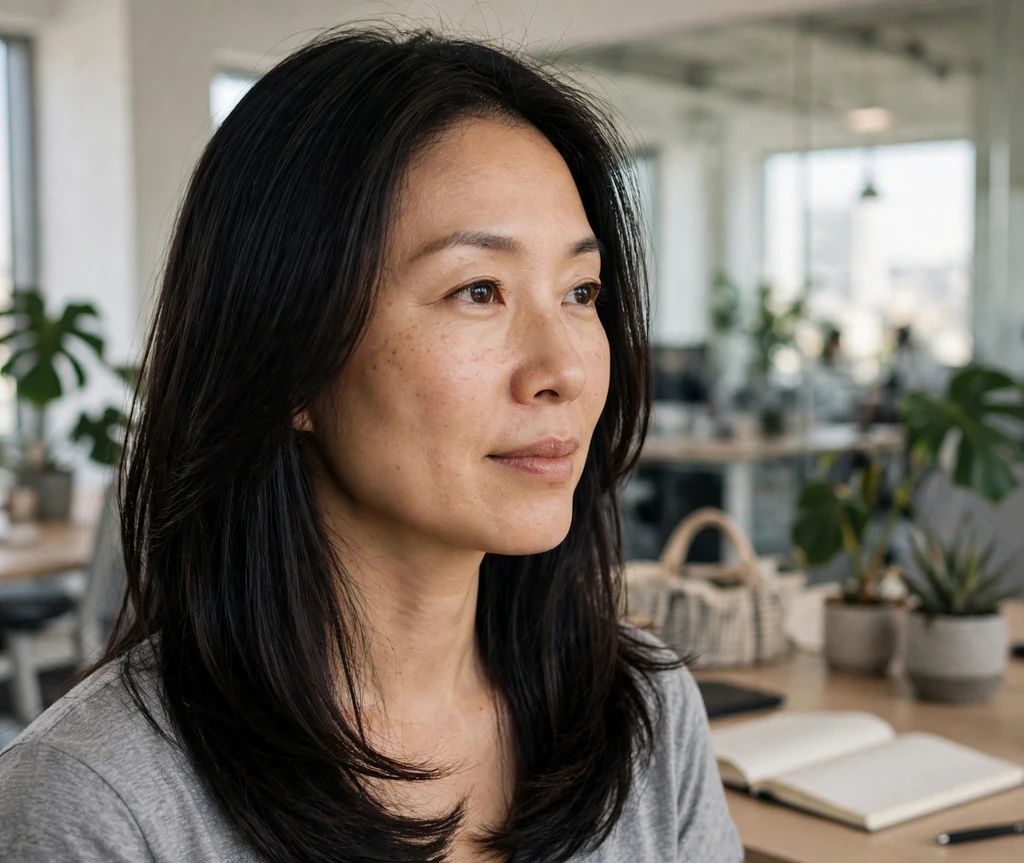 Wispy face-framing layers on long thin fine hair