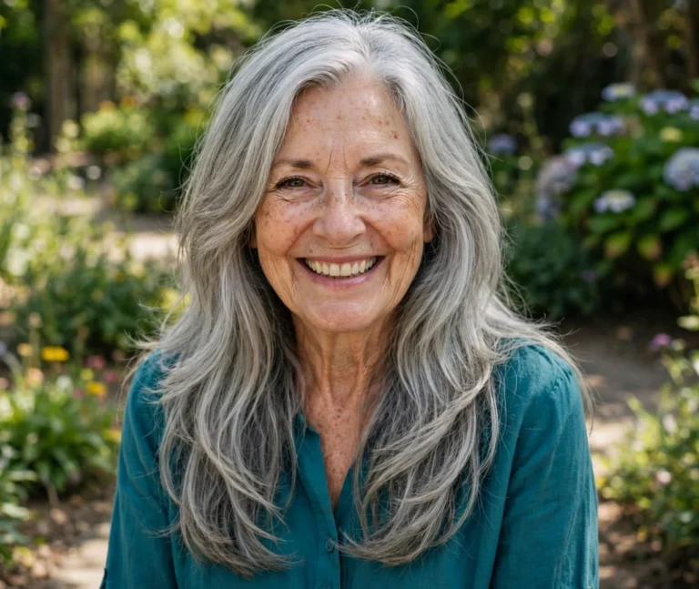 51 Lovely Long Hairstyles For Women Over 60 With Gray Hair