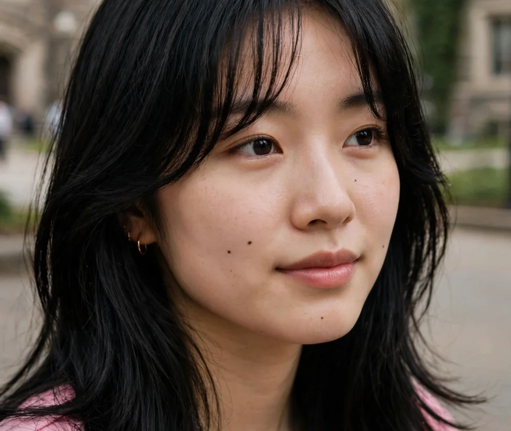 Tousled long layers with curtain bangs