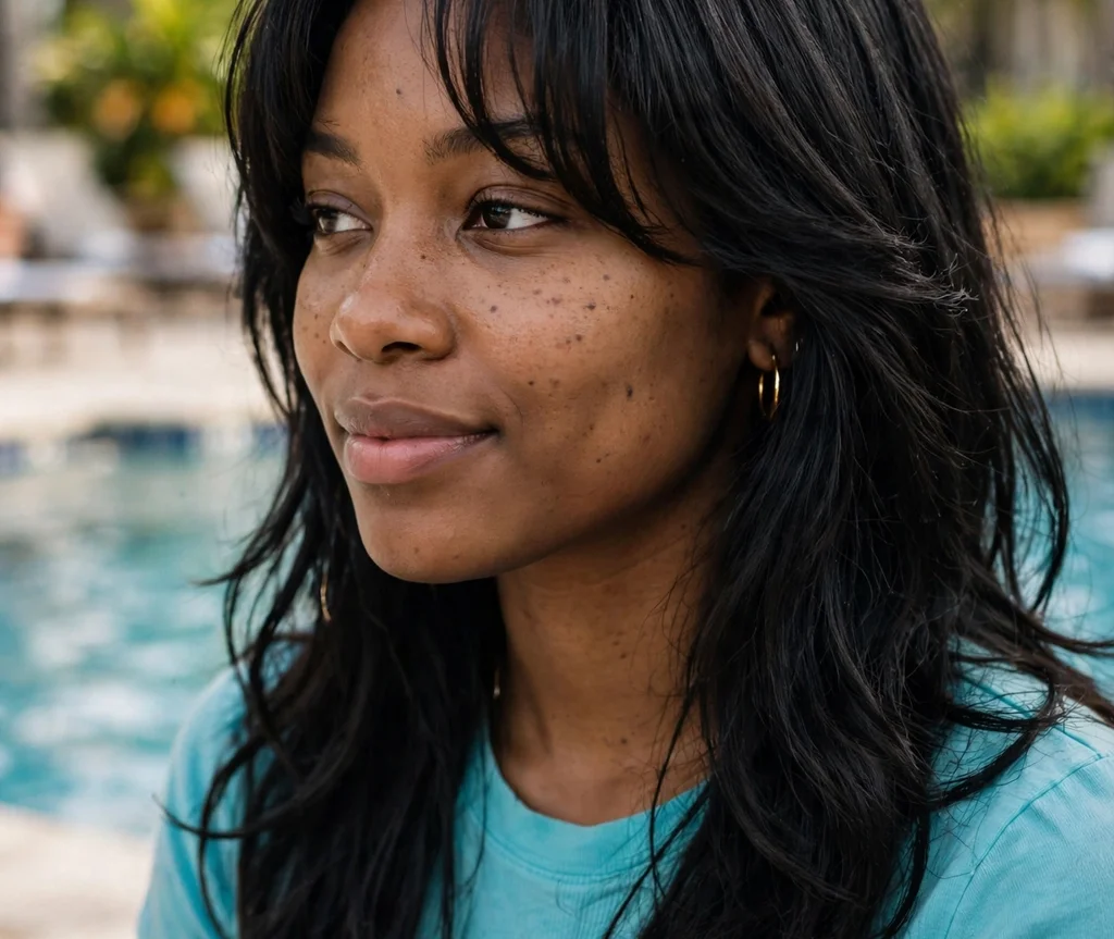 Seamlessly blended curtain layers with bangs