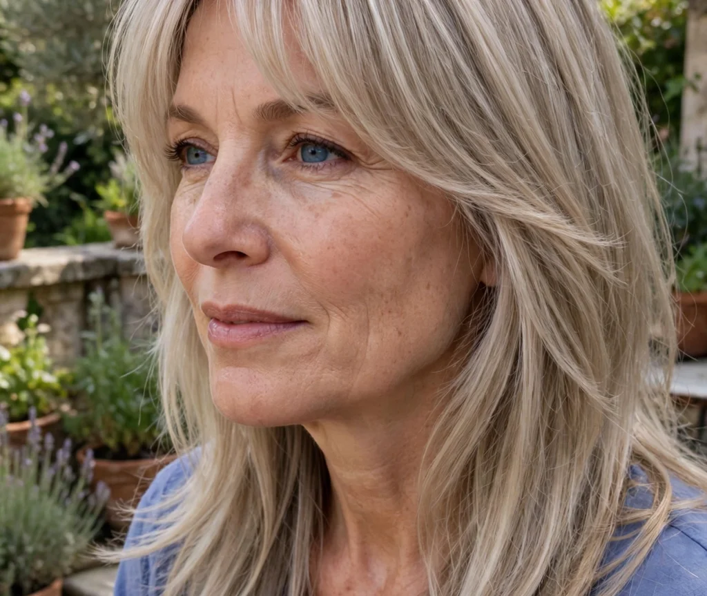 Bohemian long layers with curtain bangs