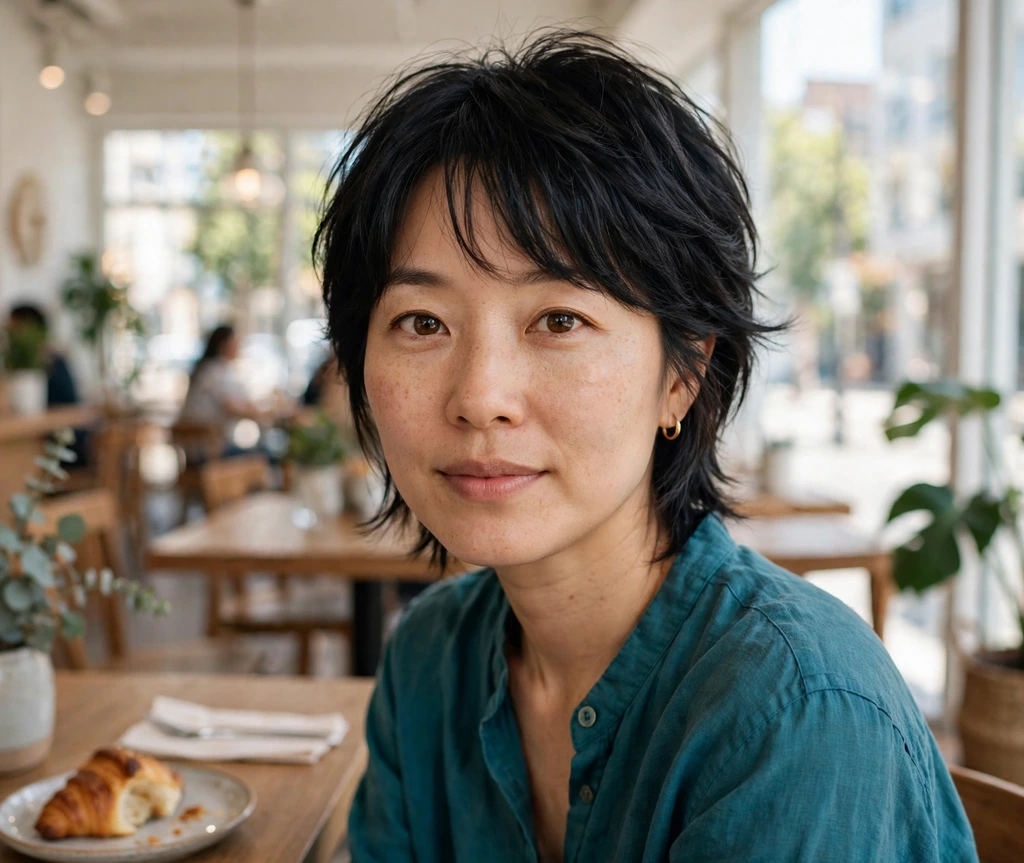 soft feathered long pixie haircut with wispy bangs