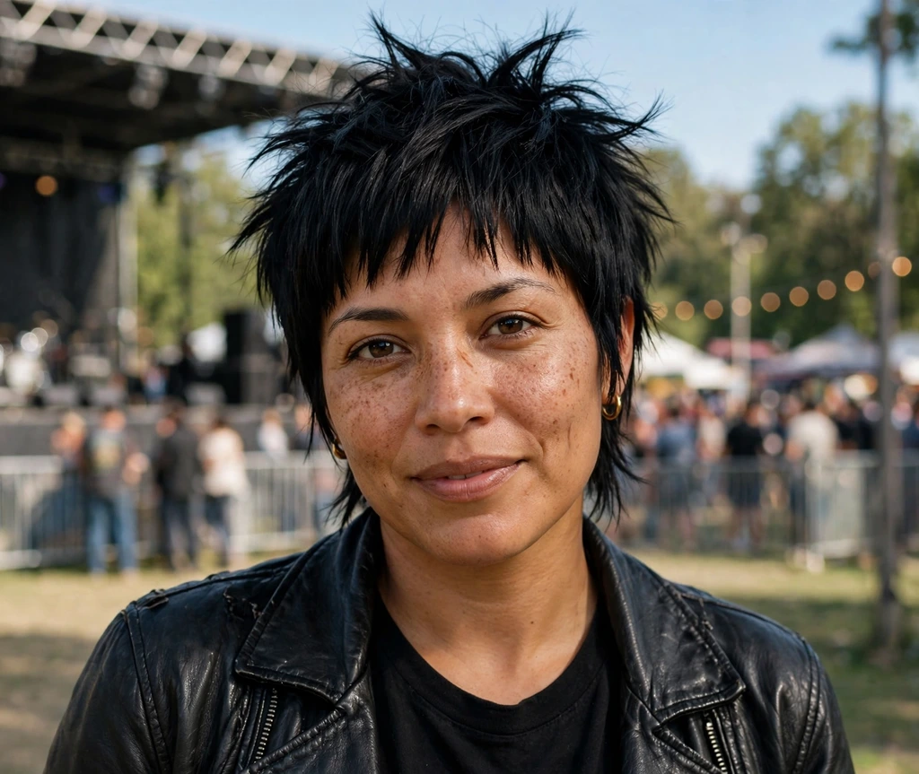 edgy long pixie haircut with spiky bangs