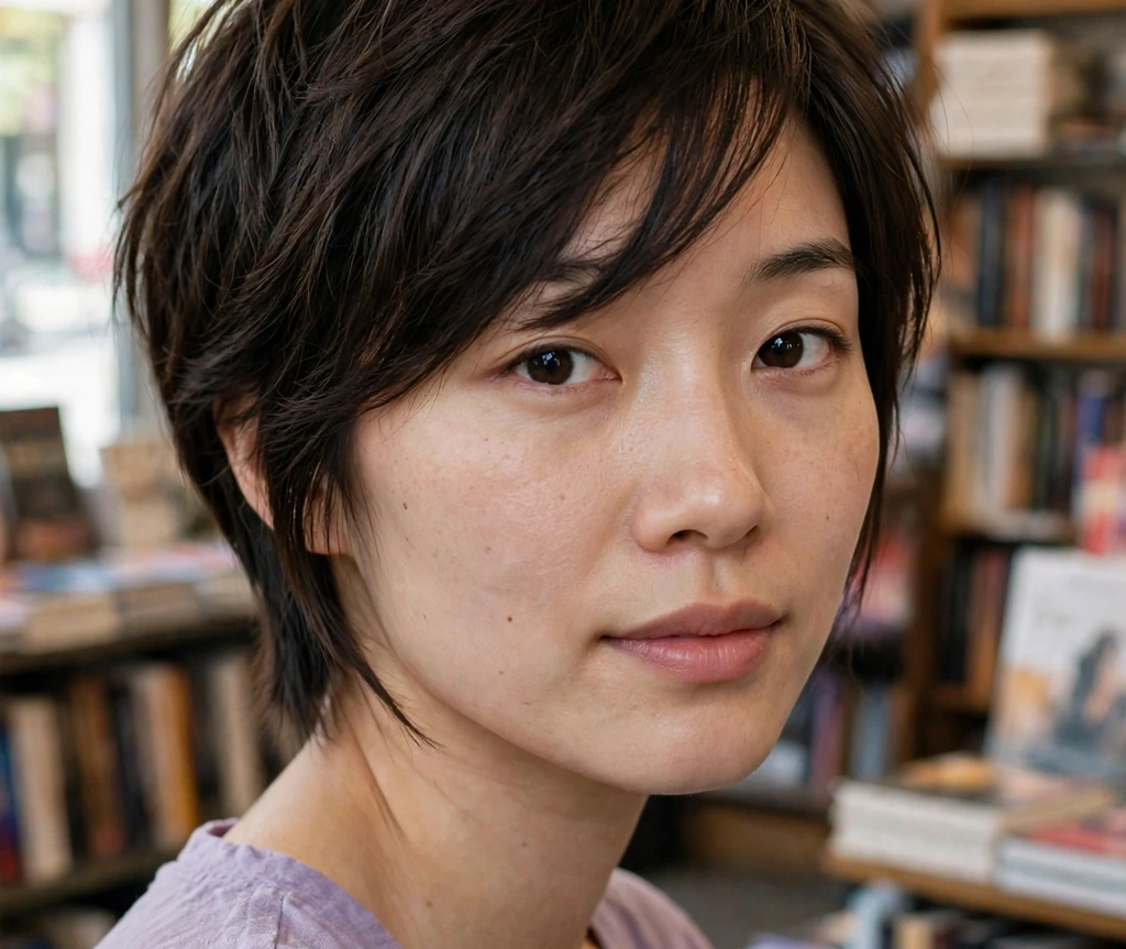 long pixie haircut with feathered side bangs