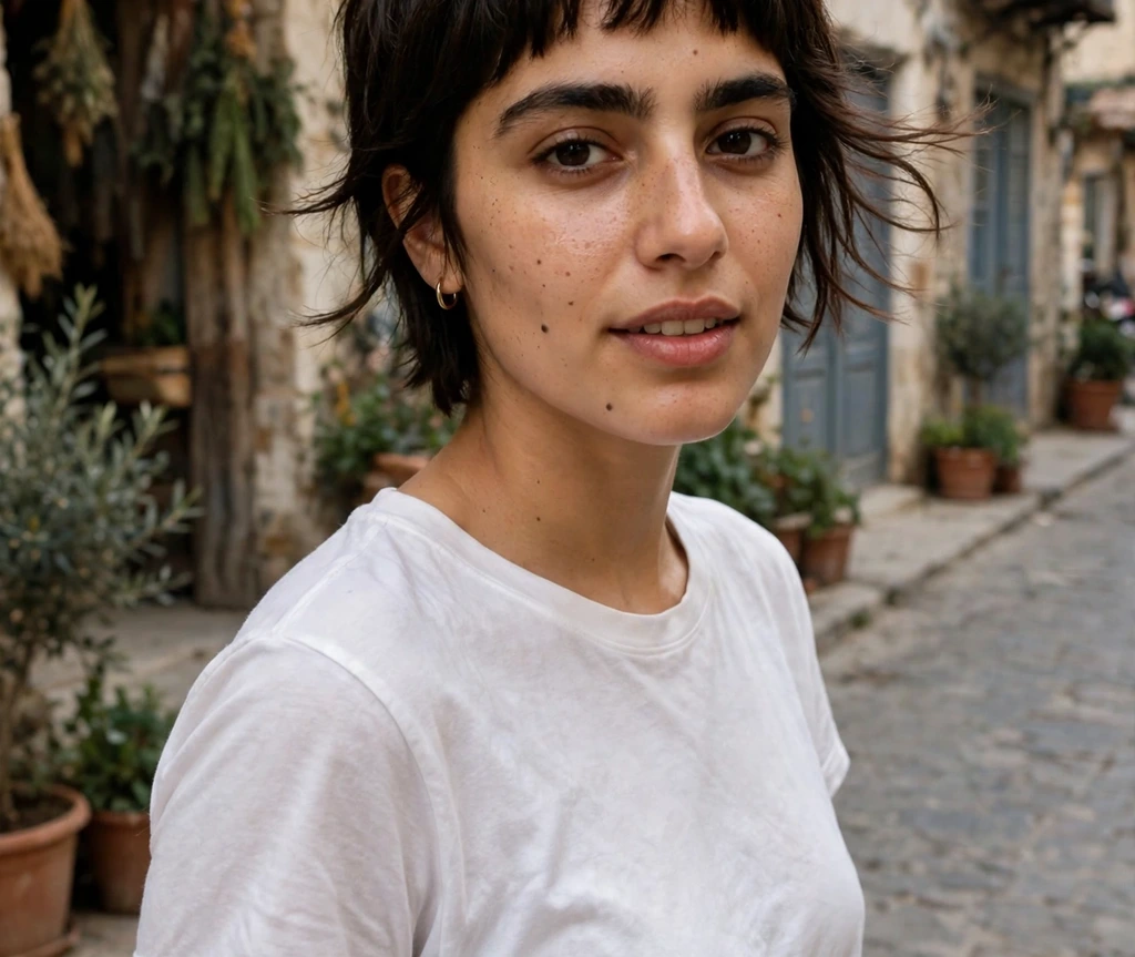 long pixie haircut with cropped baby bangs