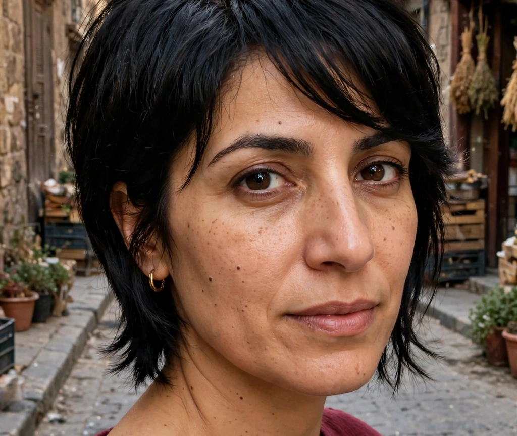 long pixie haircut with side-parted bangs