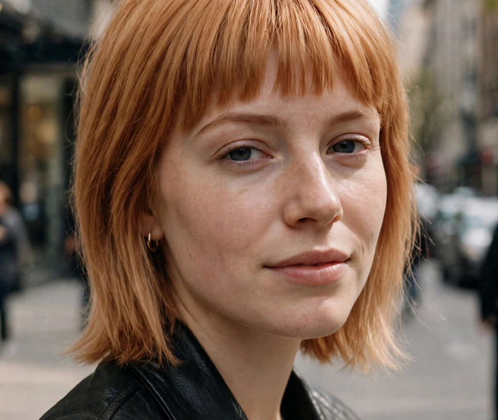 long pixie haircut with bold straight bangs