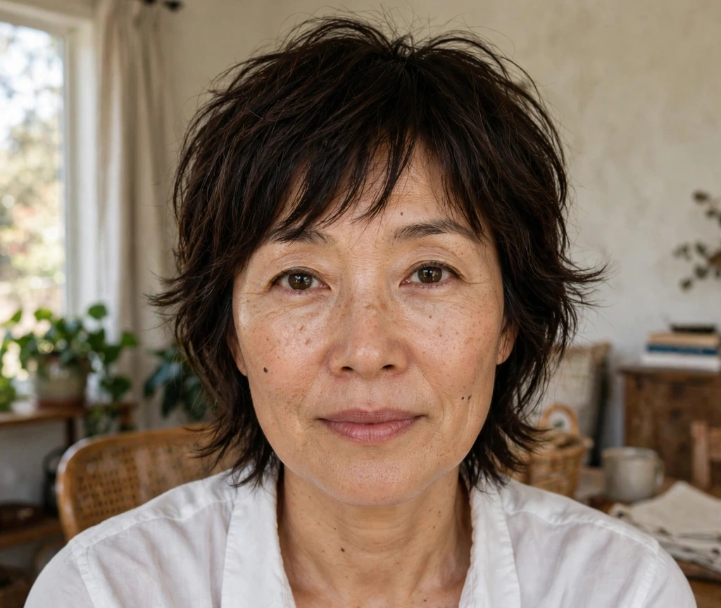 long pixie haircut with effortless bedhead bangs