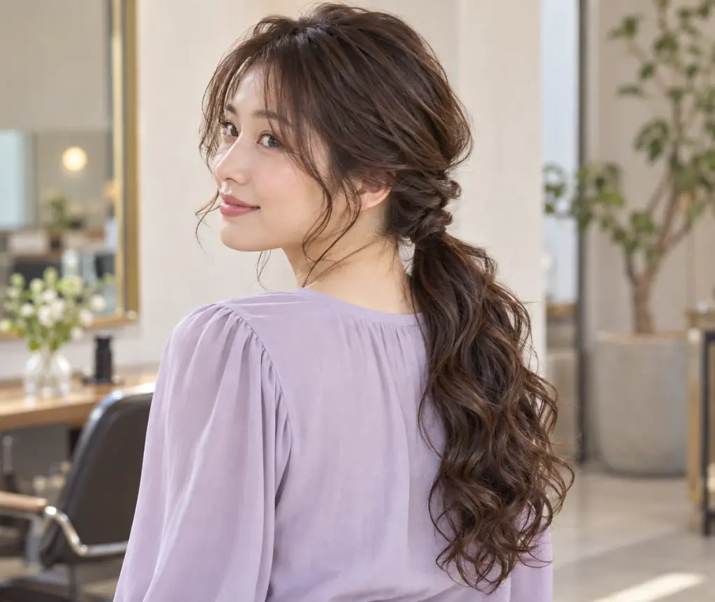 Low Twisted Curly Ponytail