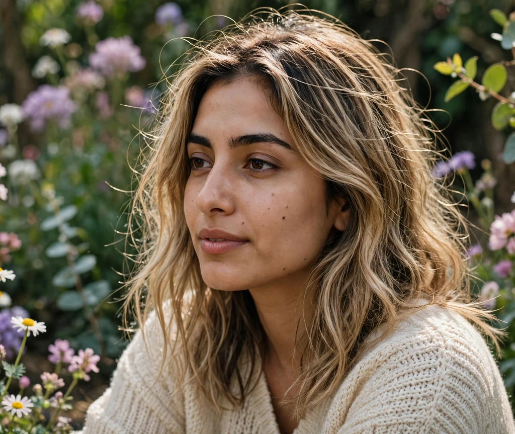 Delicate bronde babylights on medium blonde hair