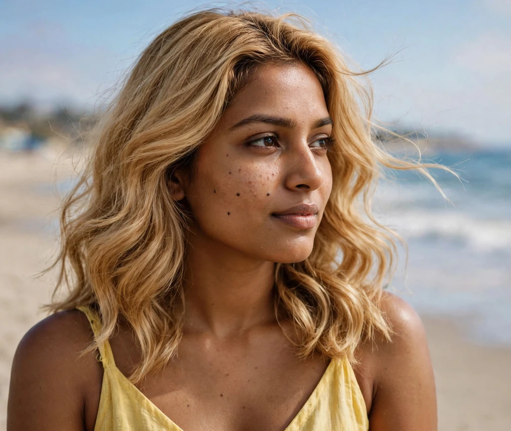 Honey glow waves on medium blonde hair