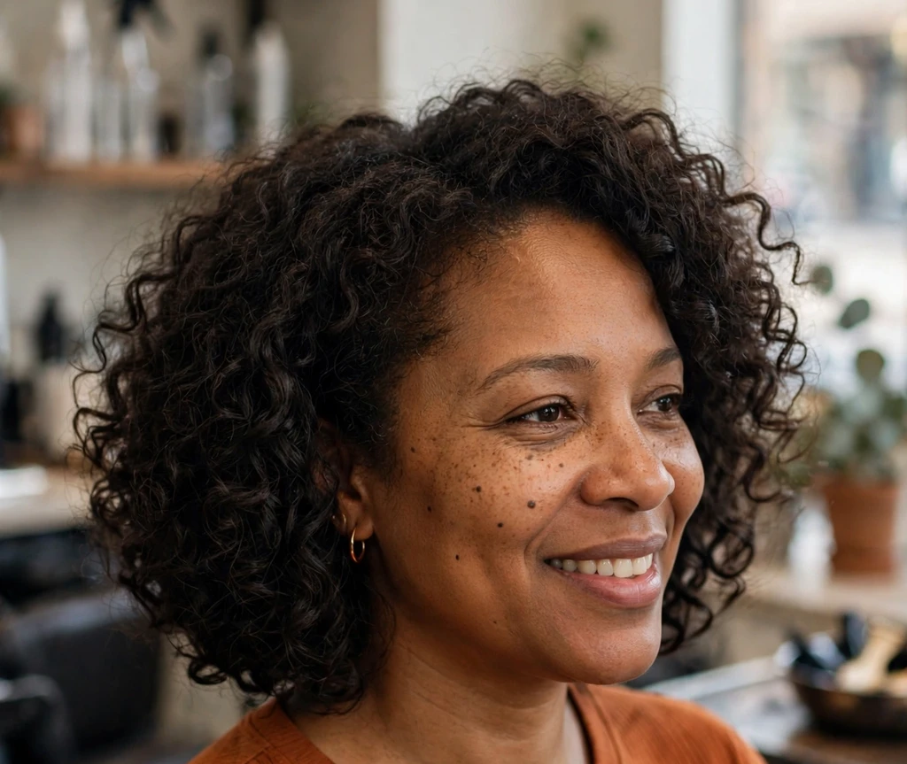 Voluminous curly medium bob