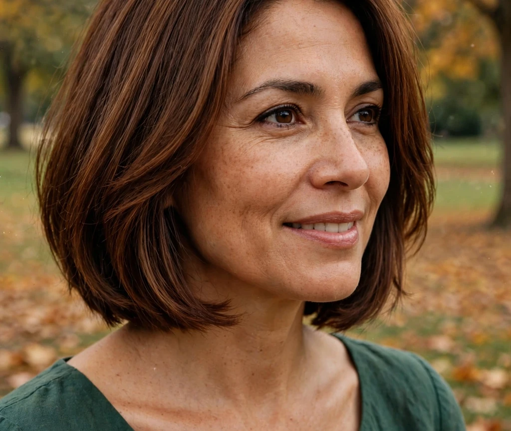 Warm-chestnut layered medium bob
