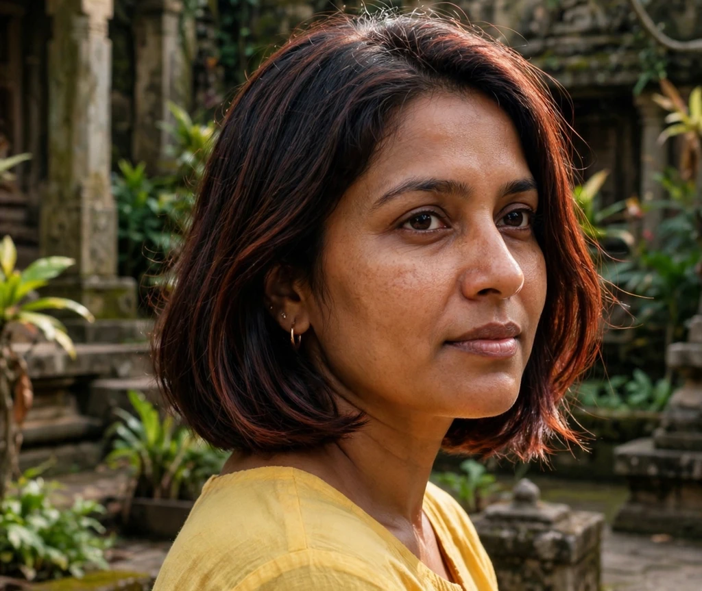 Red-tinted dark-brown medium bob