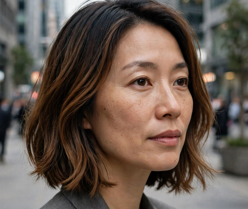 Ombre brown medium bob with dark roots