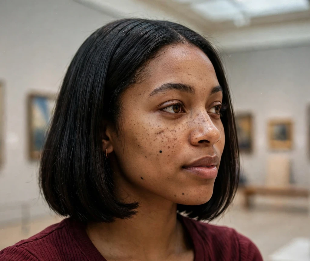 Middle-part glossy medium bob