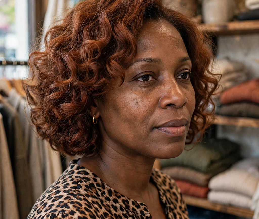 Auburn-tinted curly medium bob