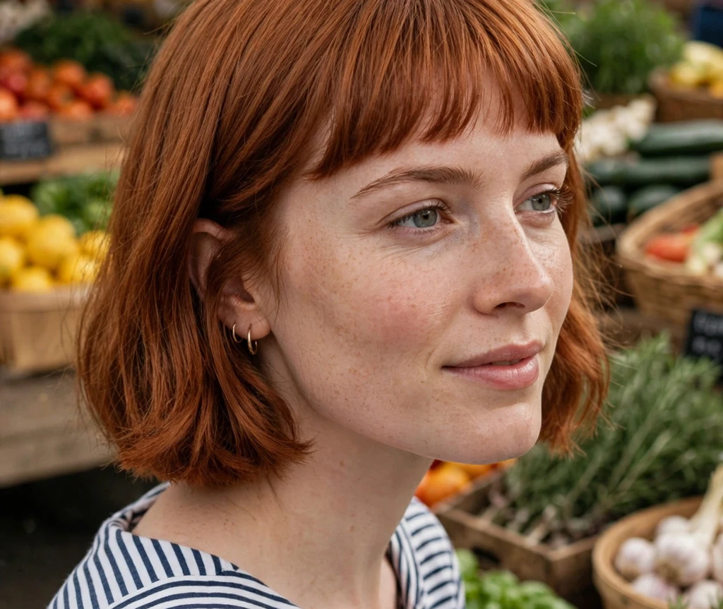 Copper medium bob with bangs