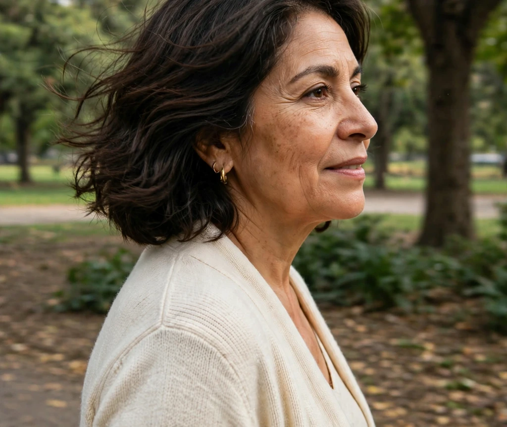 Woman with fine black hair in a tousled medium bob with piecey ends
