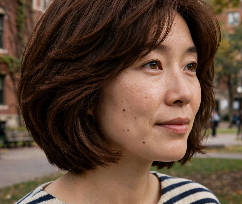 Medium bob for thick hair with sleek middle part
