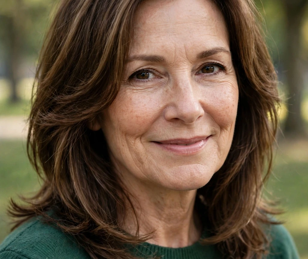 Woman with long layers and a soft face-framing shape for fine hair