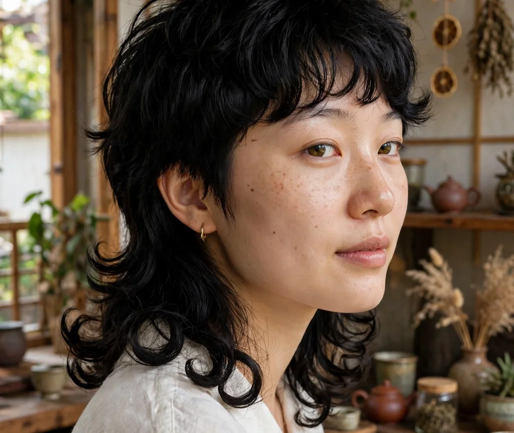 Mullet With Curled Ends