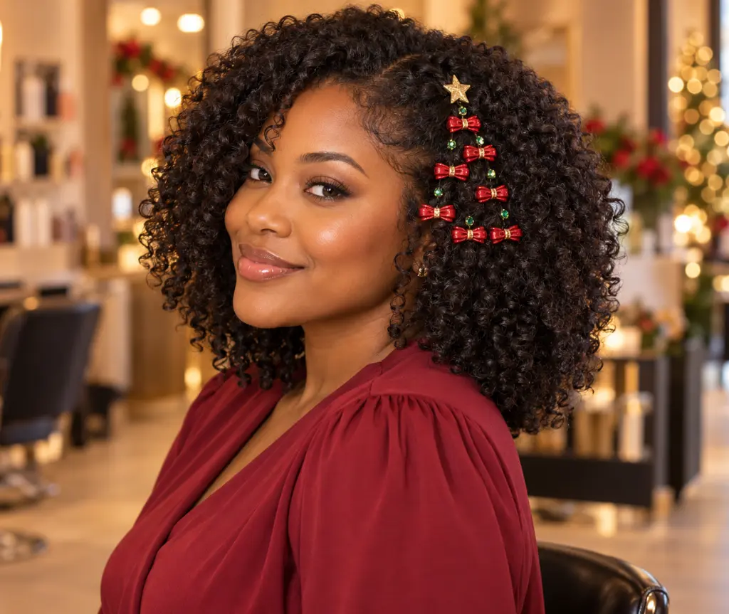Natural Curls with a Christmas Tree Clip Pattern