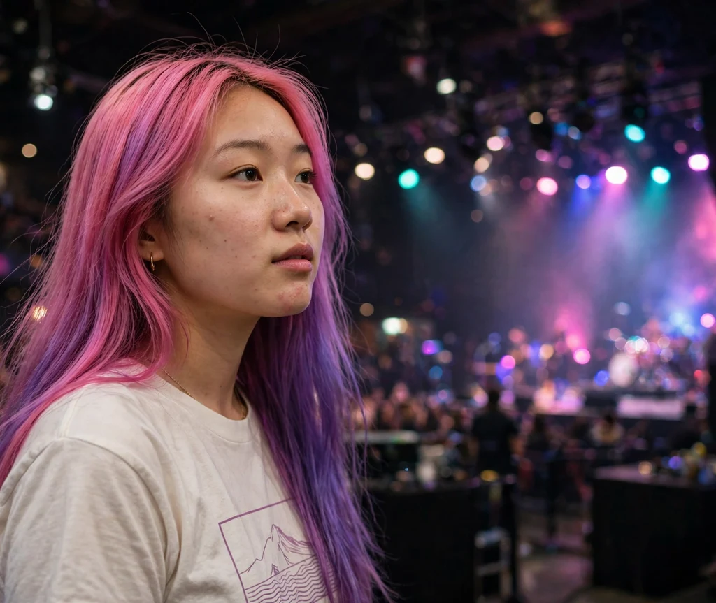 Vivid pink-to-purple fashion ombre on straight hair