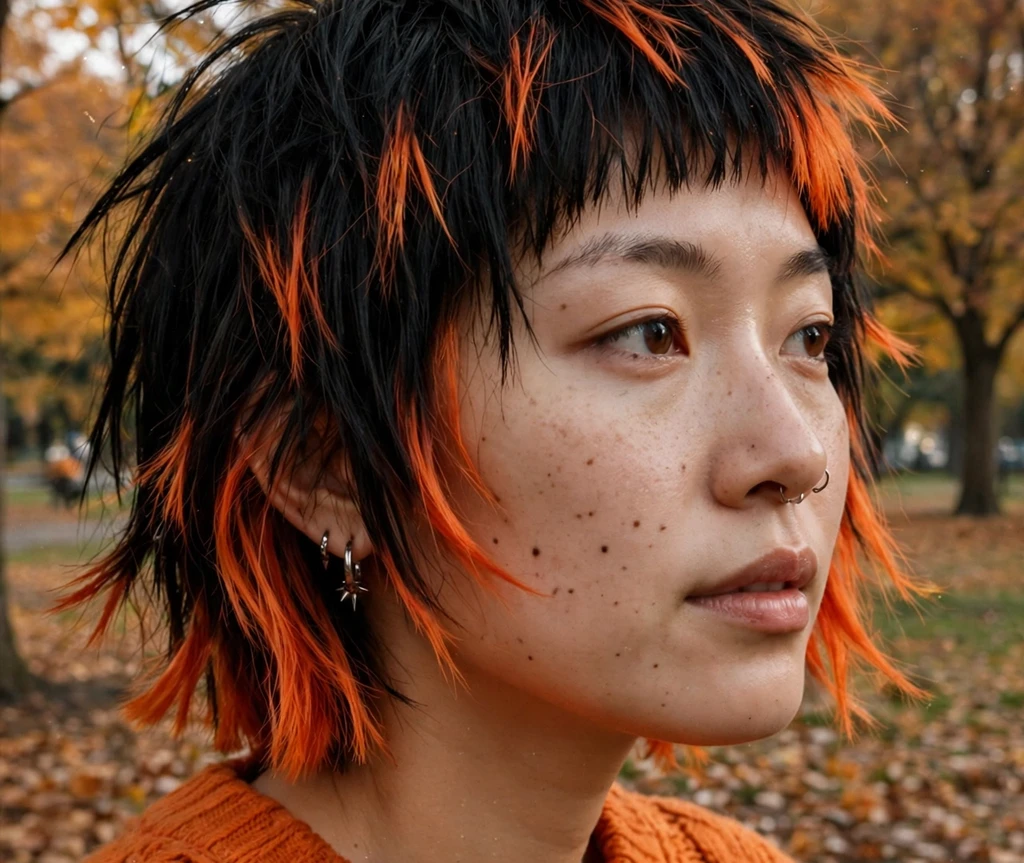Two-tone bob with black top and bleach-white underlayer
