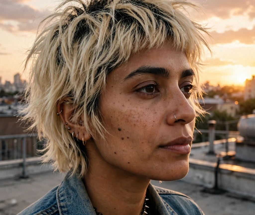 Pixie-bob with electric-green streaks
