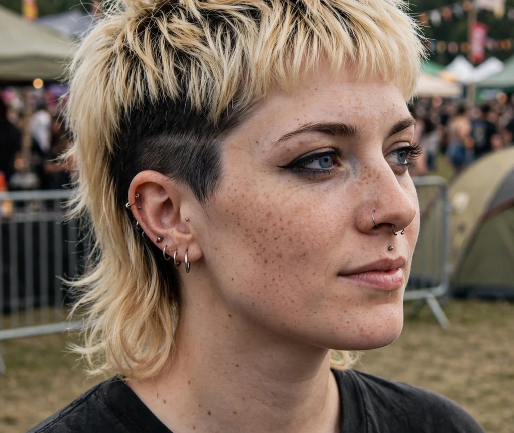 Sleek chin-length cobalt-blue bob
