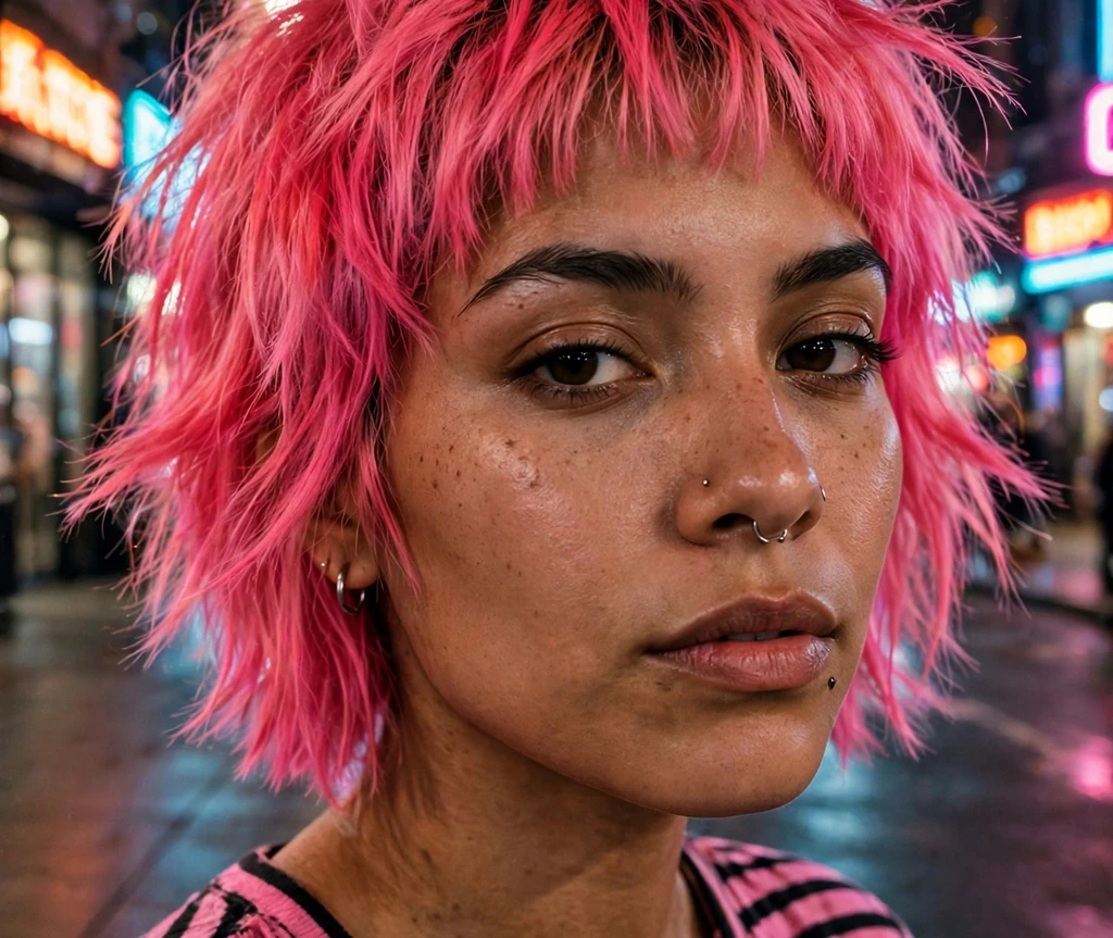 Wavy bob with turquoise streaks