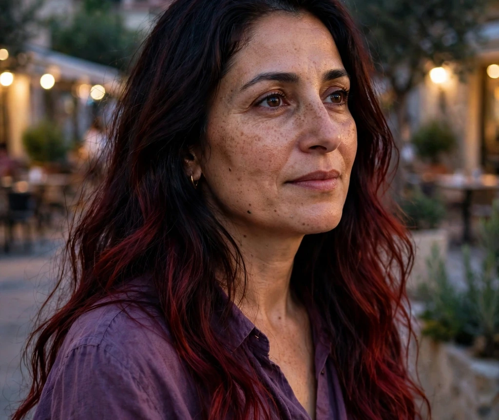 Woman with black cherry red melted hair color