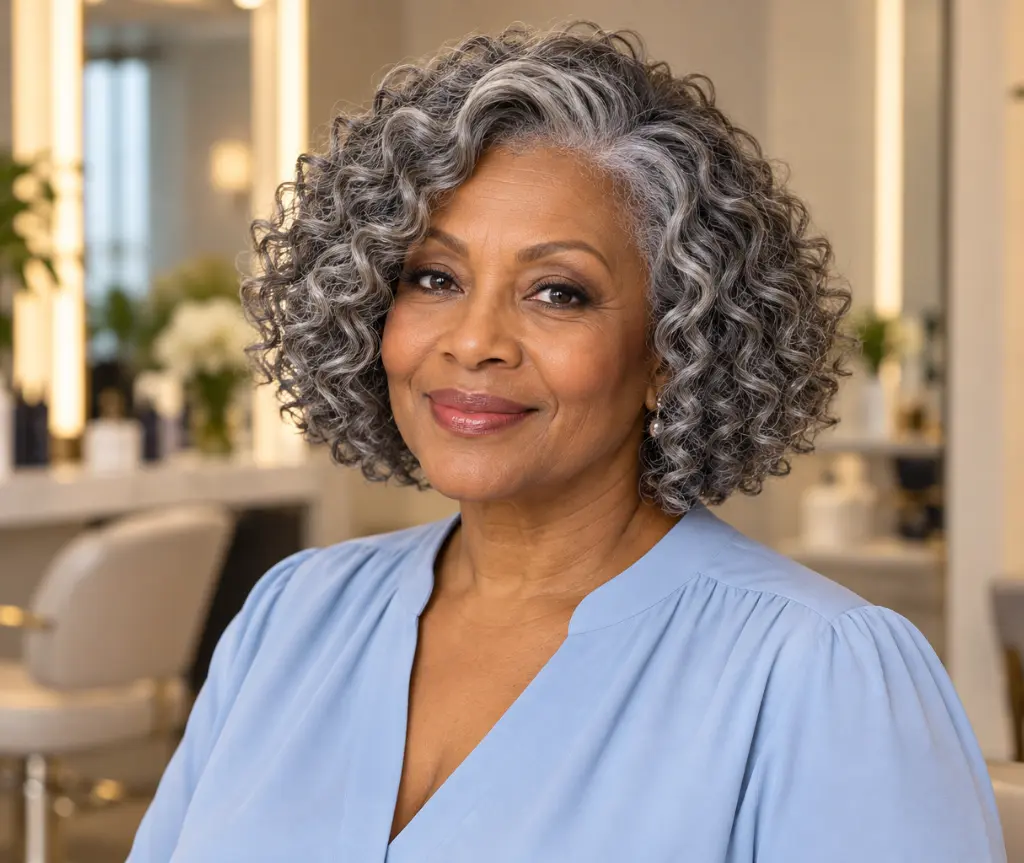 Salt-and-Pepper Curly Wig