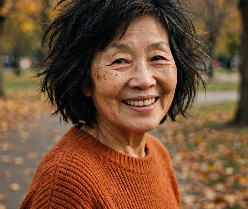 Woman over 50 with a sassy messy dark bob