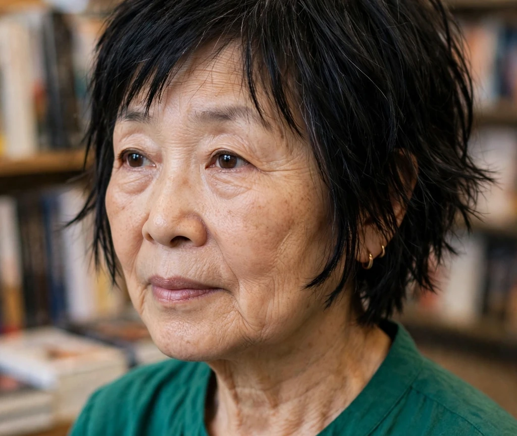 Woman over 50 with a choppy bob shag haircut