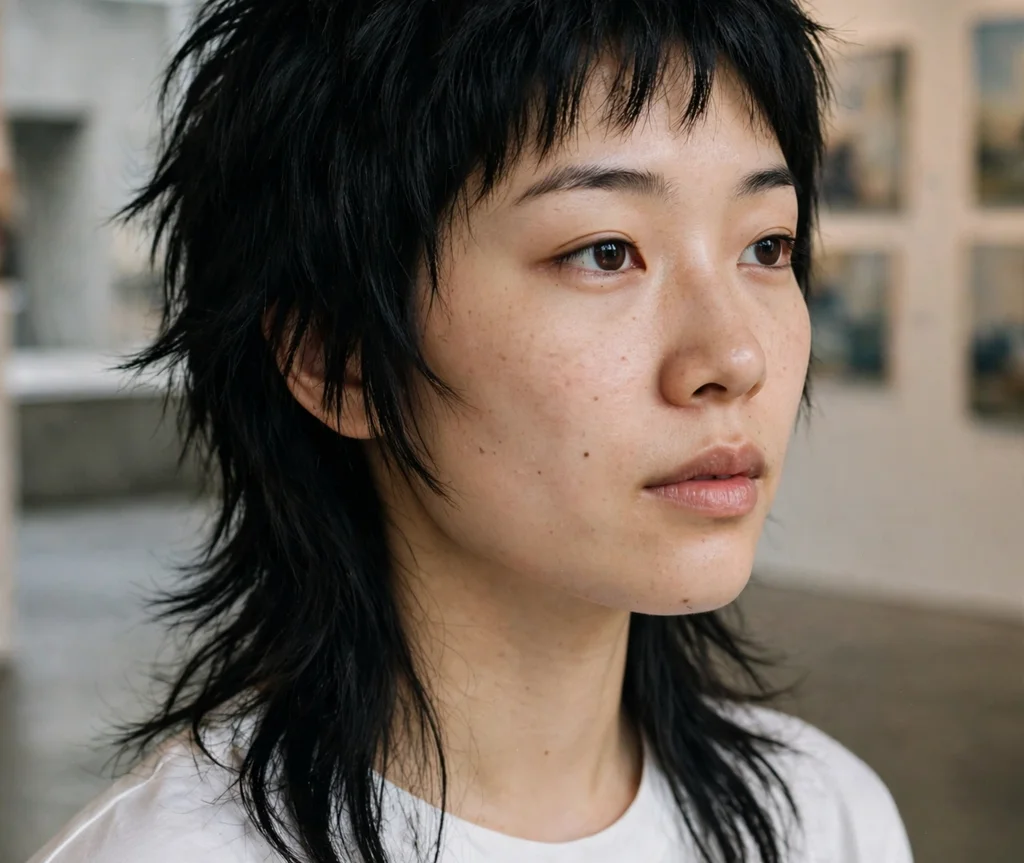Jet Black Shag Mullet