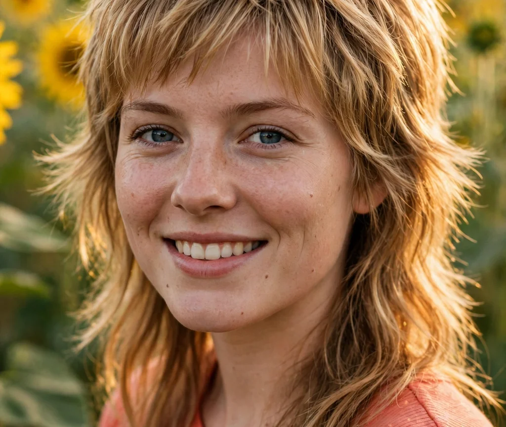 Honey Blonde Shag Mullet