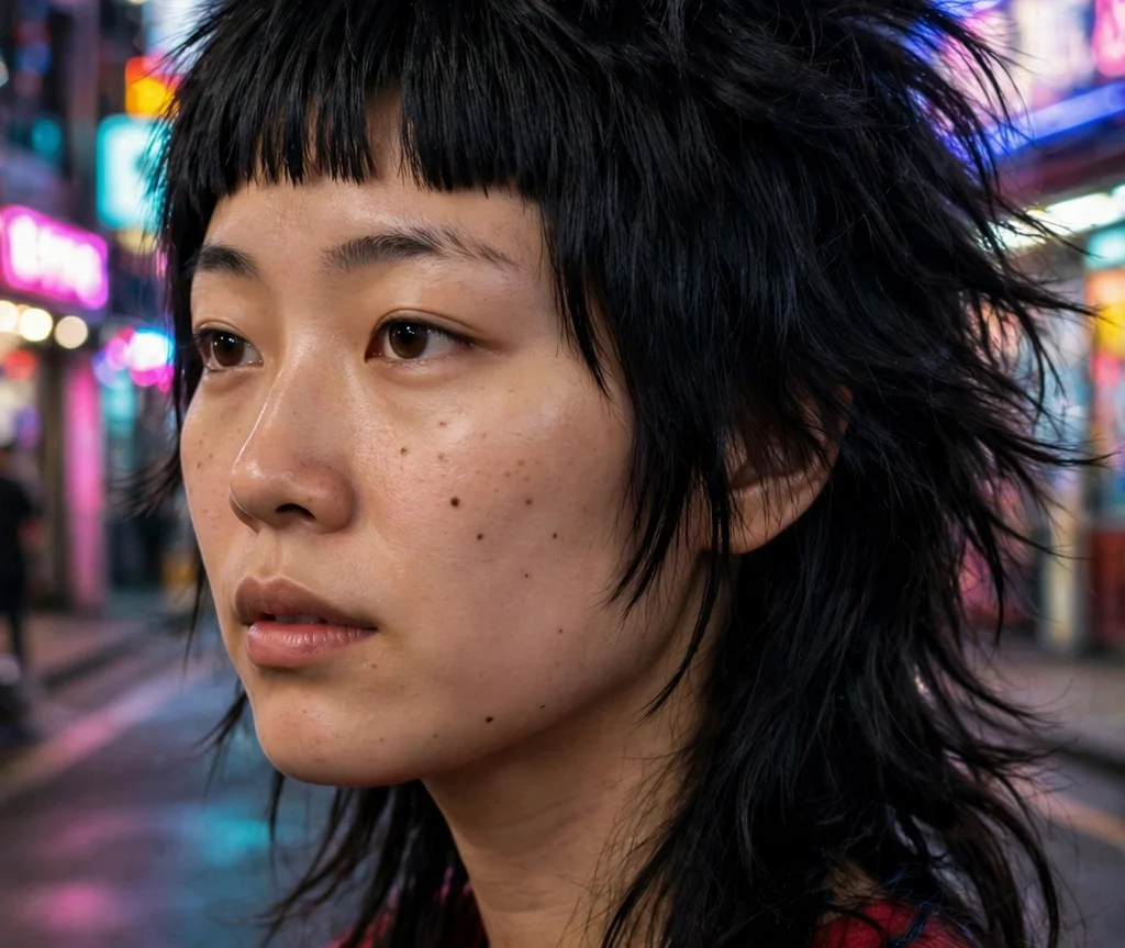 Shag Mullet With Blunt Bangs