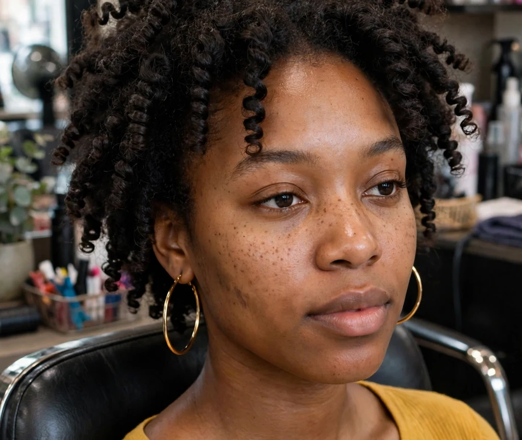 Black woman with tight springy finger coils and bouncy volume