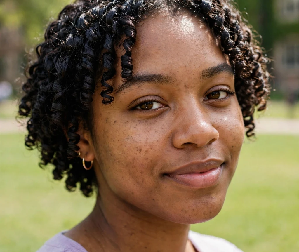 Black woman with soft 3C ringlets in a short cut