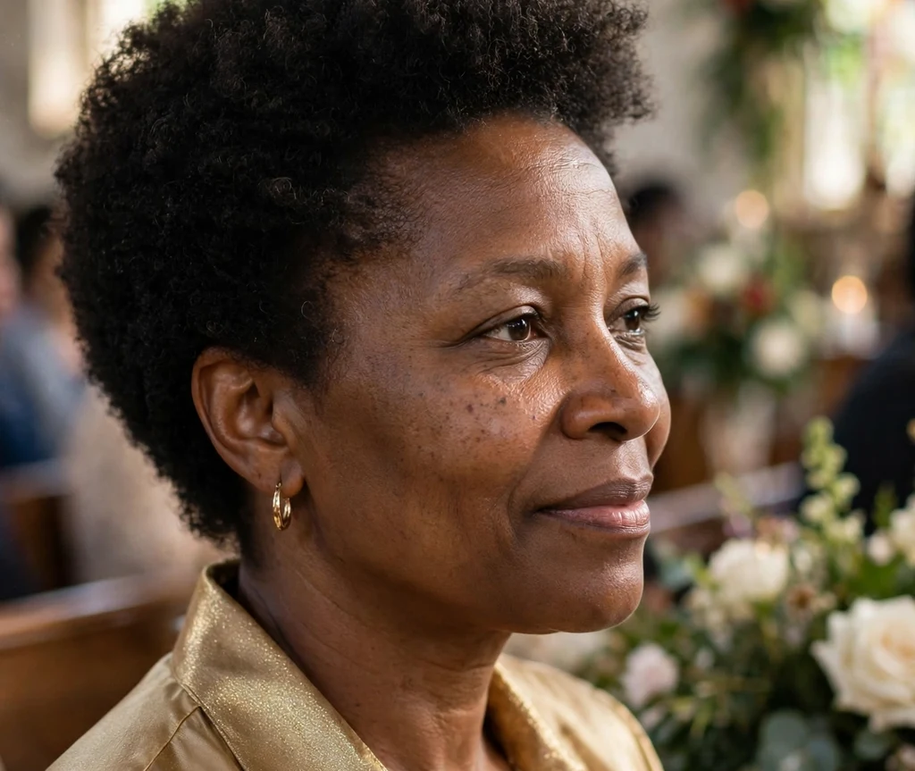 Black woman with natural tapered afro curls