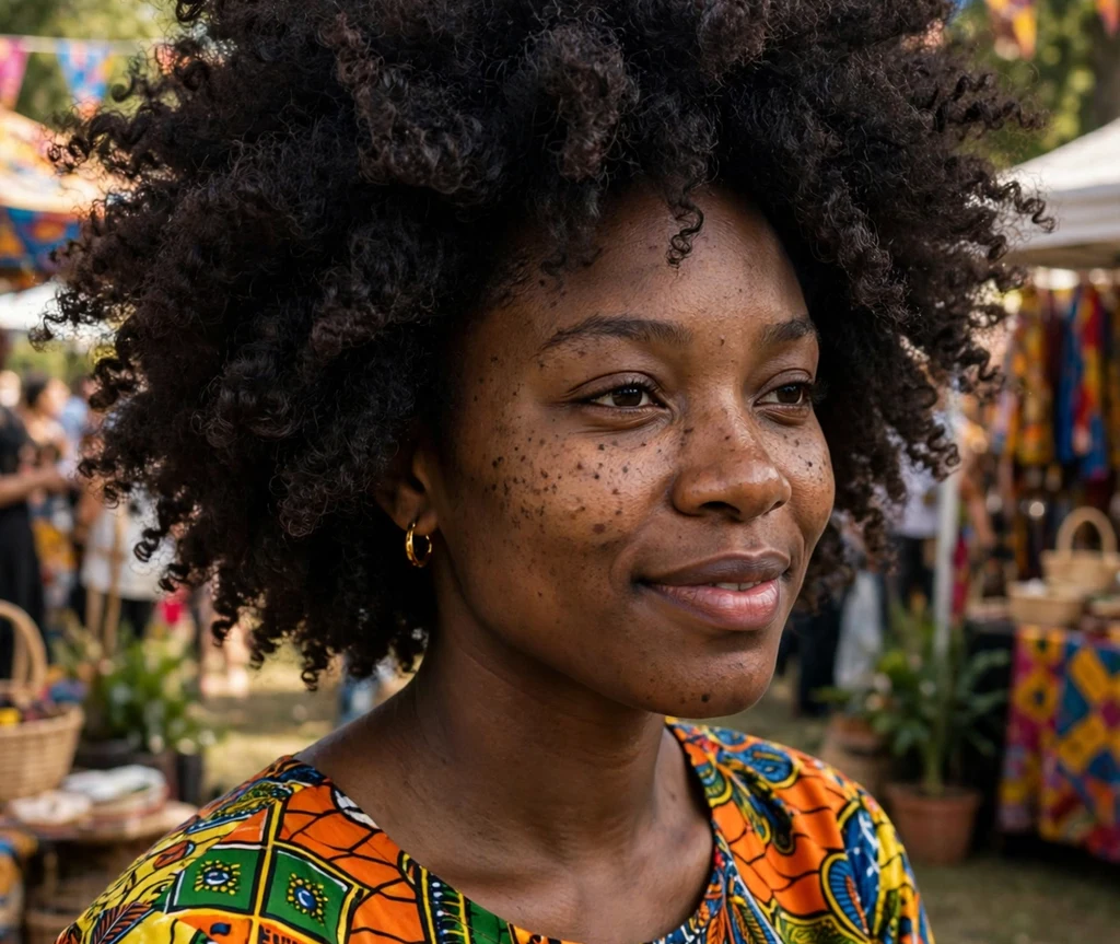 Black woman with a big statement short curly fro