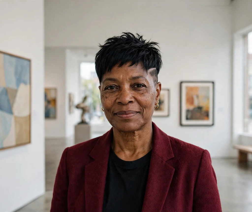 Black woman over 50 with an edgy undercut pixie