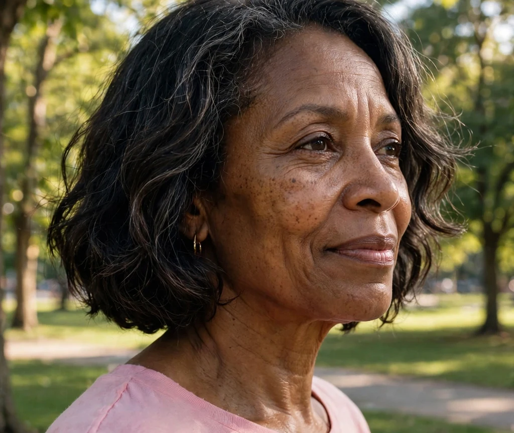 Black woman over 50 with a short wavy bob