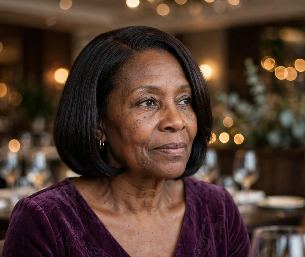 Black woman over 50 with a sleek side-part bob