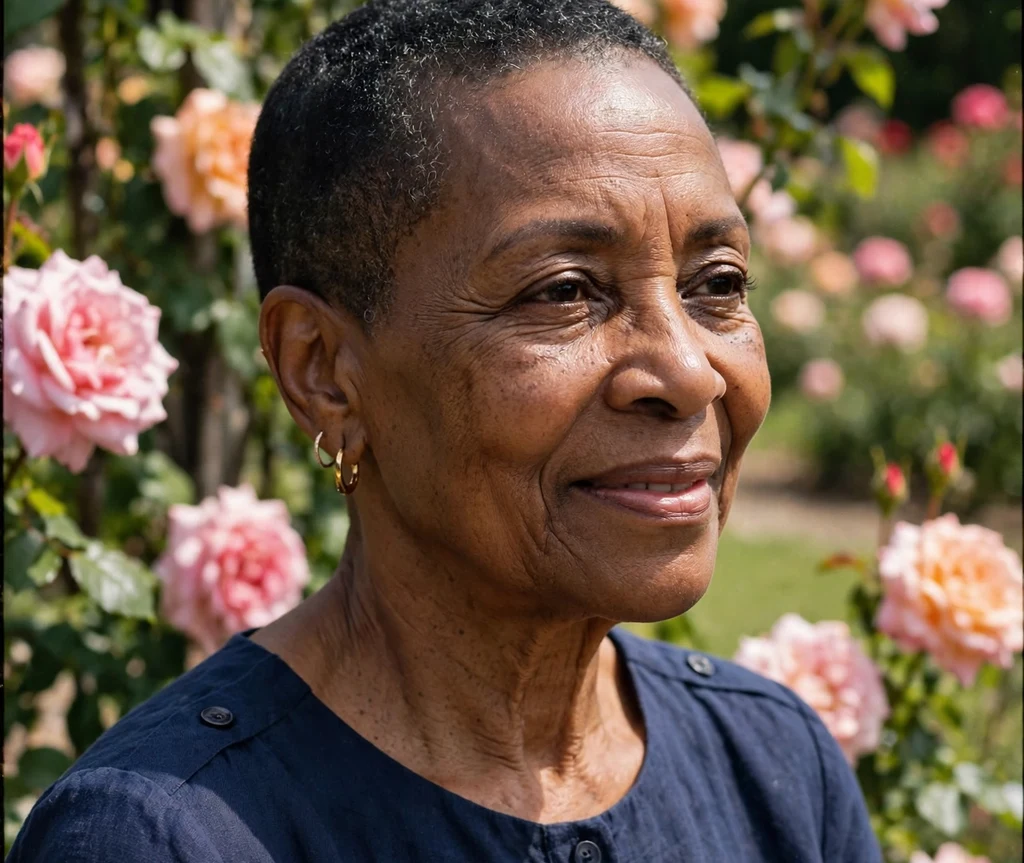 Black woman over 50 with a sculpted short crop