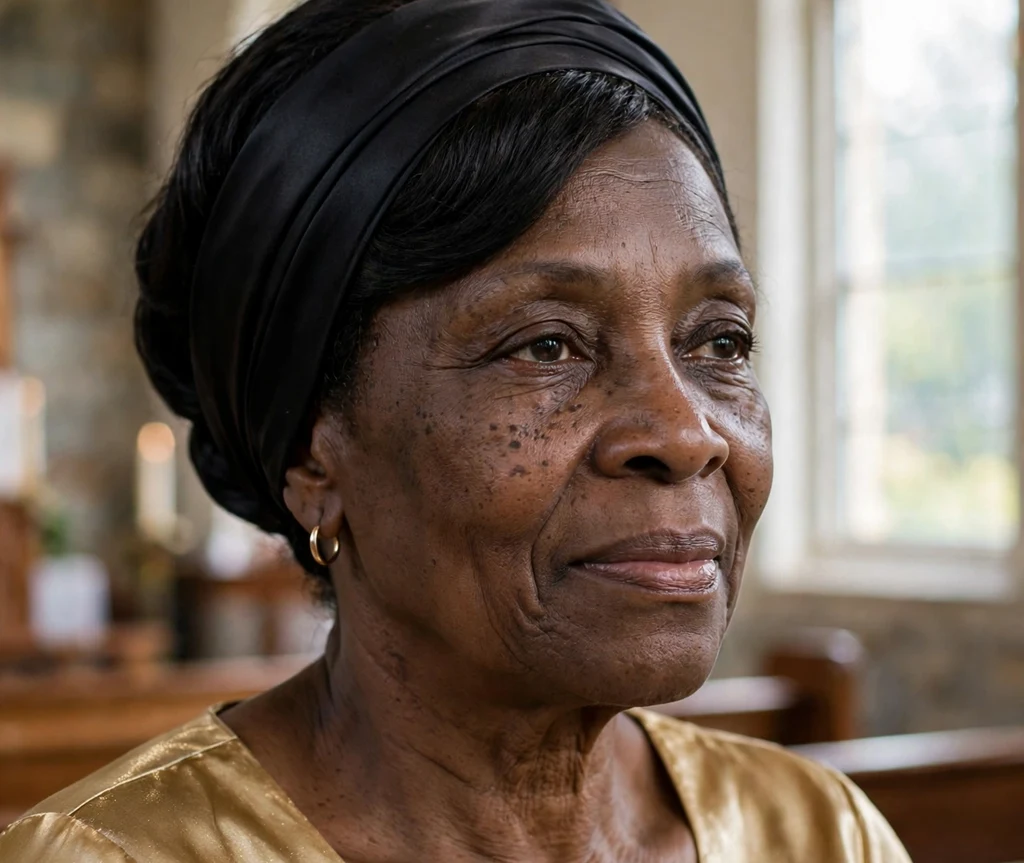 Black woman over 50 with an elegant short wrap hairstyle