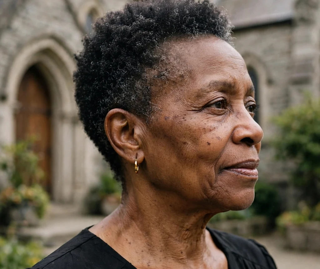 Black woman over 50 with a textured tapered cut