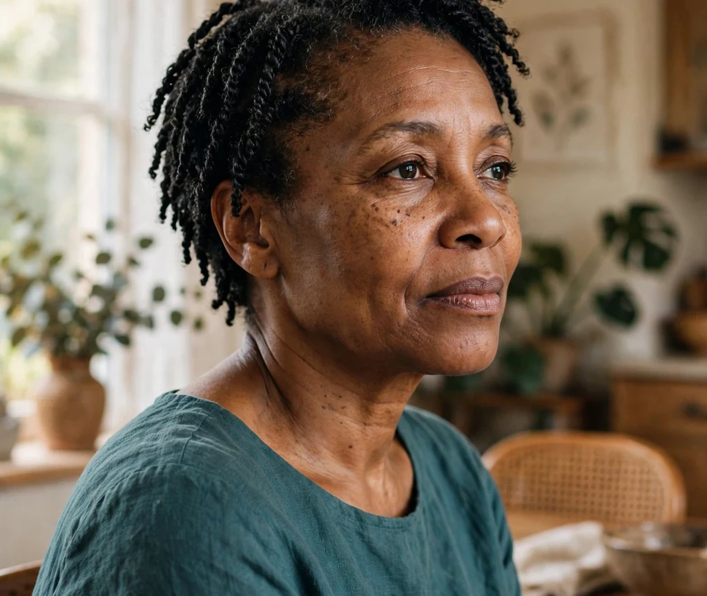 Black woman over 50 with a short two-strand twist crop